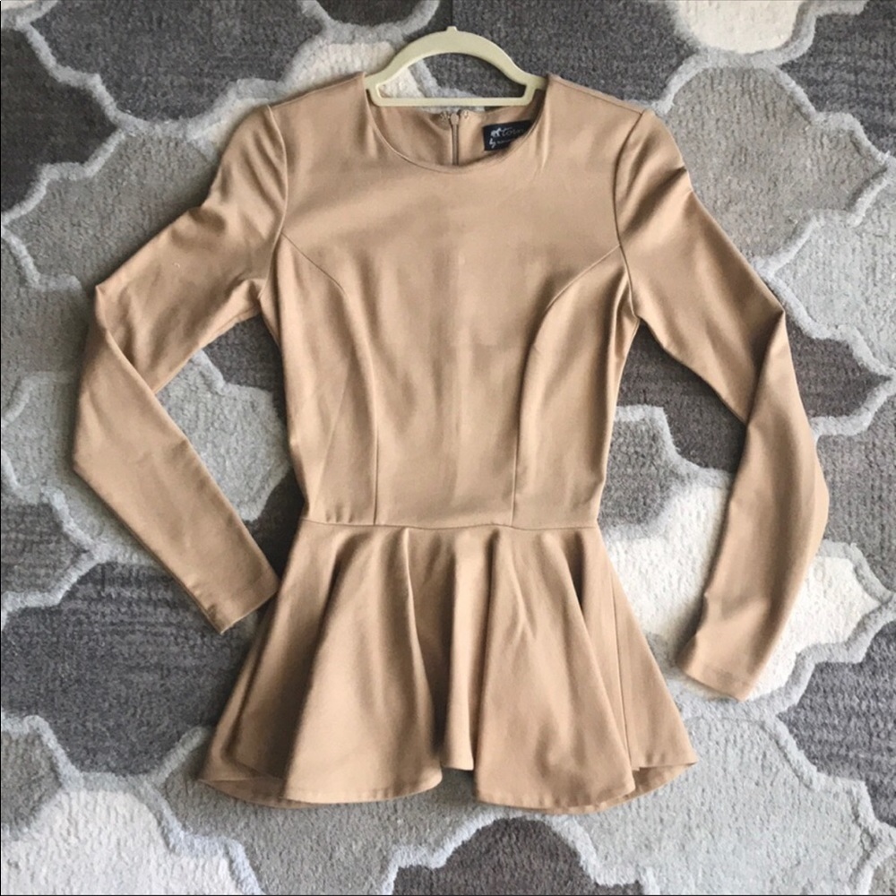 Tan Peplum Top